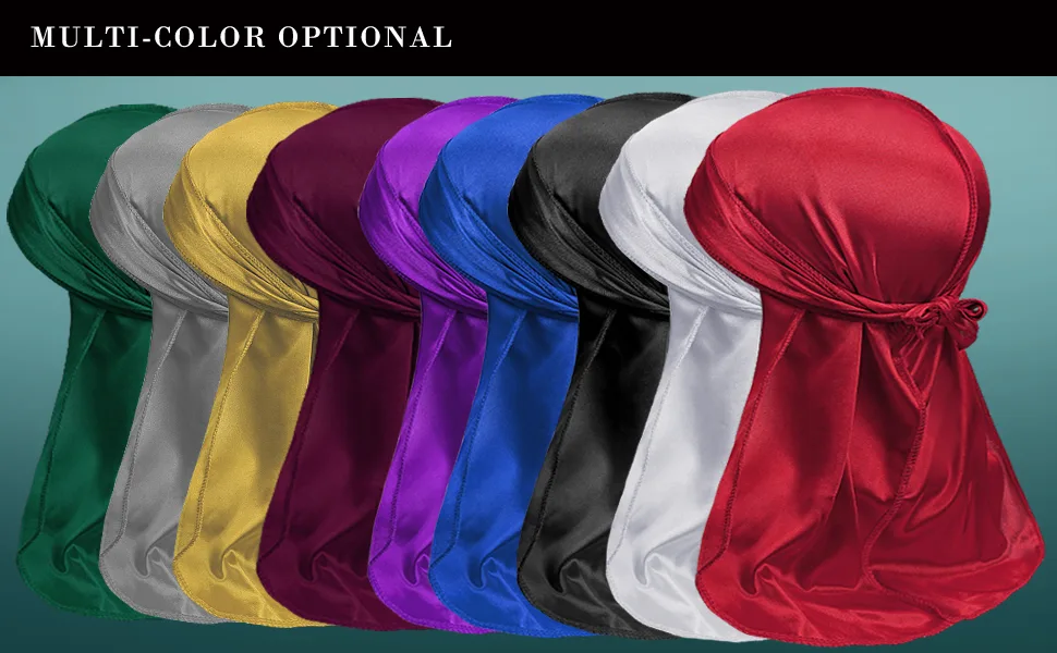 3PCS Silky Durags for Men Wave, Satin Doo Rags for 360, 540, 720 Waves (black) (3 packs)-black,black,black-3C - product information 3