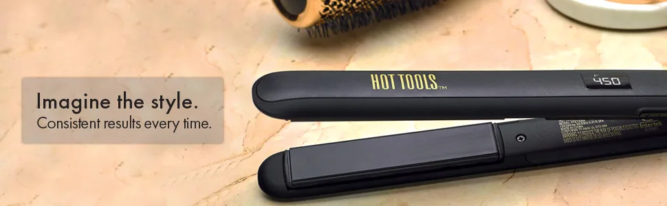 Hot Tools Pro Signature Ceramic + Tourmaline Flat Iron for Sleek Results, 1 Inch Plates Black - flatiron, flatirons, straightener, straighteners, HSIFlatIron, professional, salon, 1inch, HTST2588