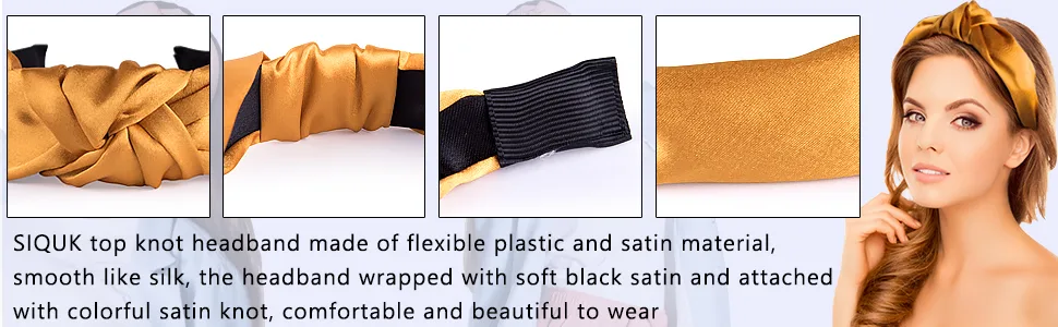 SIQUK 12 Pieces Top Knot Headband Satin Cross Knot Headband Twist Knot Headbands for Women - product information 3
