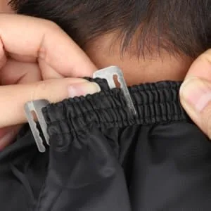 Barber Cape and Neck Duster Brush,Waterproof Polyester Salon Hair Cutting Cape, Haircut Cape with Adjustable Elastic Neck Black - barber cape for men