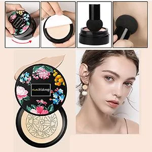2 Pack Mushroom Head Air Cushion BB Cream, Concealer Lasting Nude Makeup Moisturizing Brightening Pigment CC Liquid Foundation Natural - cc cream