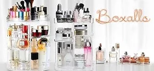 Boxalls Makeup Organizer 360 Degree Rotating Storage, Multi-Function Clear Carousel Cosmetic Organizer with 5 Layers Large Capacity, Great for Countertop Vanity Bathroom Bedroom, Square Shape - product information 2