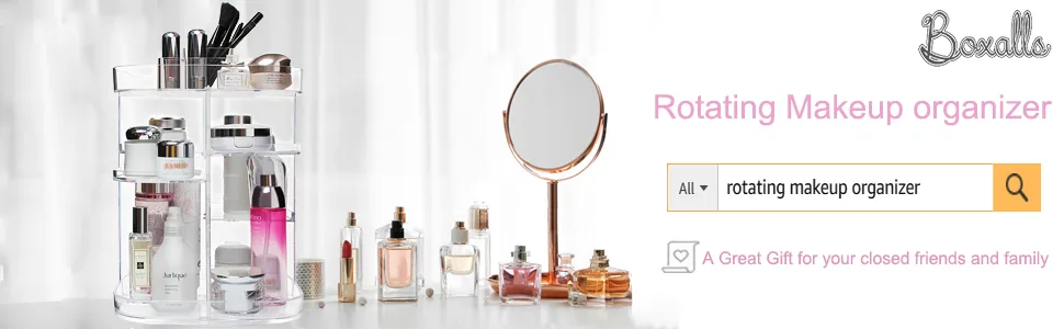 Boxalls Makeup Organizer 360 Degree Rotating Storage, Multi-Function Clear Carousel Cosmetic Organizer with 5 Layers Large Capacity, Great for Countertop Vanity Bathroom Bedroom, Square Shape - Title