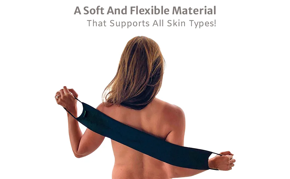 Skinerals Microfiber Back Applicator Mitt Band, Back Self Tanner and Body Lotion Applicator Band, Black - back apply