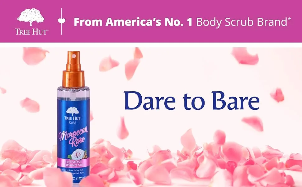 Tree Hut Bare Moroccan Rose Post Shave Mist, 4.8 fl oz, After Shave Spray, Soothe & Smooth Against Razor Bumps & Ingrown Hairs, For All Skin Types - Tree Hut Moroccan Rose Post Shave Mist