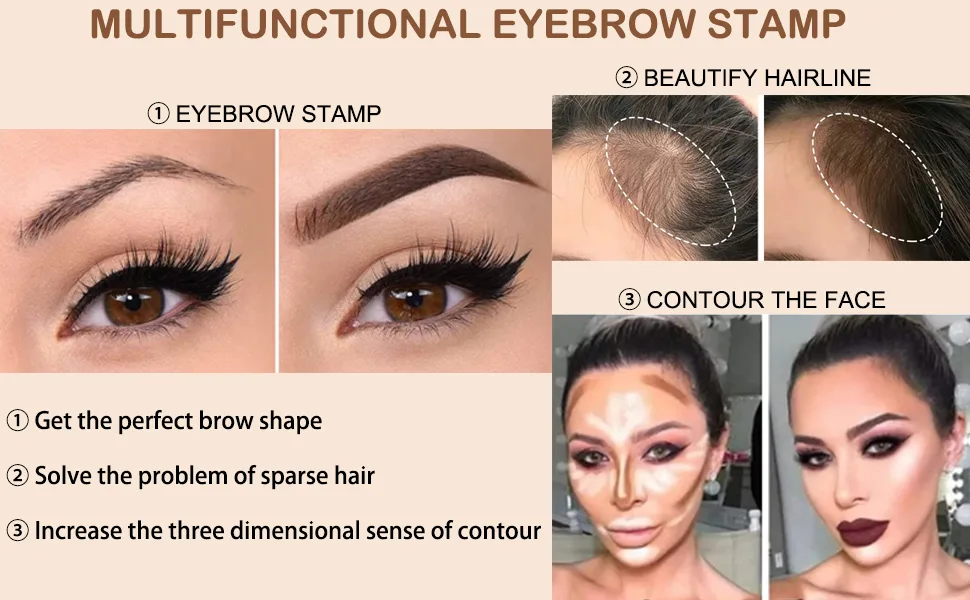 Eyebrow Brow Stamp Stencil Kit, Eyebrow Stamping Kit with 6 Pairs Reusable Eyebrow Stencils, Long Lasting Waterproof One Step Brow Stamp Kit(Black) NEW-Black - Eyebrow Brow Stamp Stencil Kit