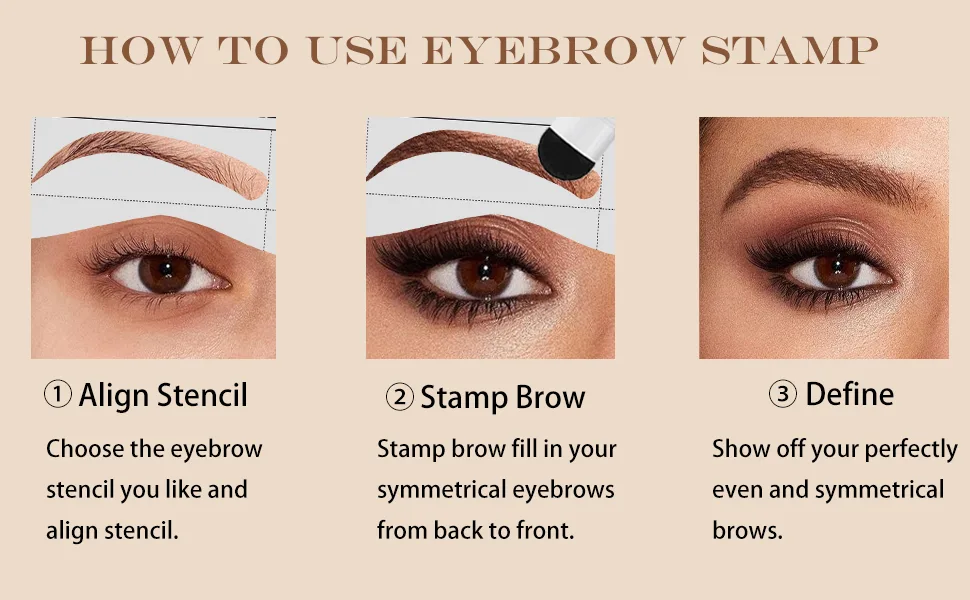 Eyebrow Brow Stamp Stencil Kit, Eyebrow Stamping Kit with 6 Pairs Reusable Eyebrow Stencils, Long Lasting Waterproof One Step Brow Stamp Kit(Black) NEW-Black - Eyebrow Brow Stamp Stencil Kit