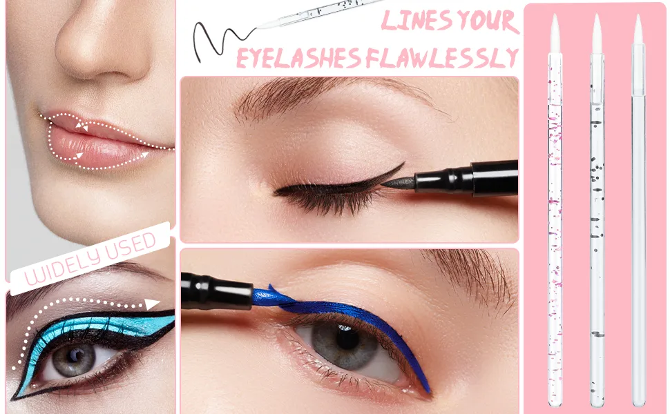 100PCS Disposable Eyeliner Makeup Brushes Applicator Cosmetic Eye Wands (Crystal Pink) - eyeliner