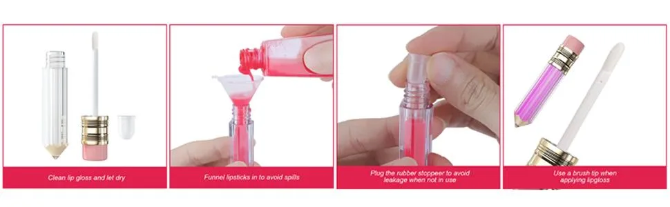 RONRONS 12 Pack Novelty Pencil Shaped Empty Lip Gloss Tubes Containers Gloss Tubes Containers, Clear Mini Refillable Lip Oil Bottles 5ml - product information 3