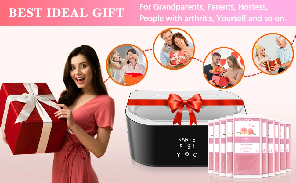 KARITE Paraffin Wax Refills, 10 Pack Peach Scented Paraffin Wax Beads Blocks for Paraffin Bath, Paraffin Wax Machine Refills for Hand Fe - paraffin wax peach 3