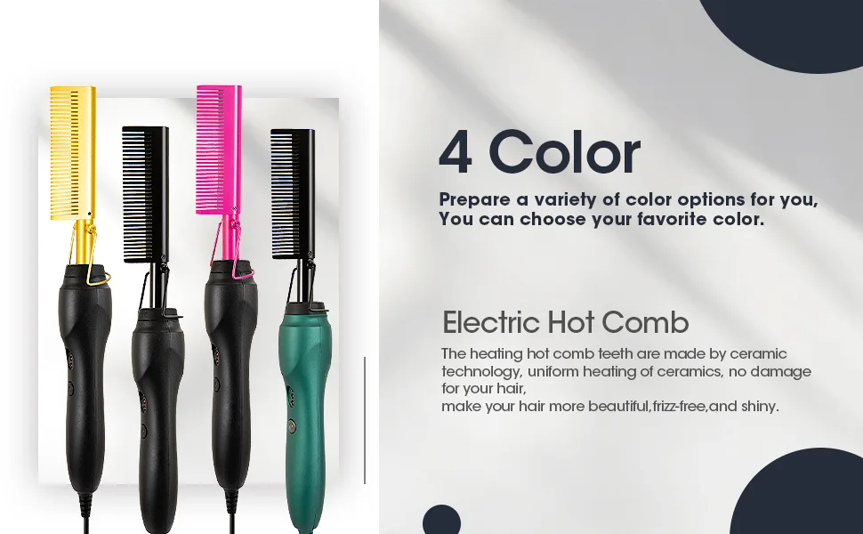 Pink Hot Comb Electric Hot Comb Heating Pressing Combs Hair Straightening [Power:42w] - product information 1
