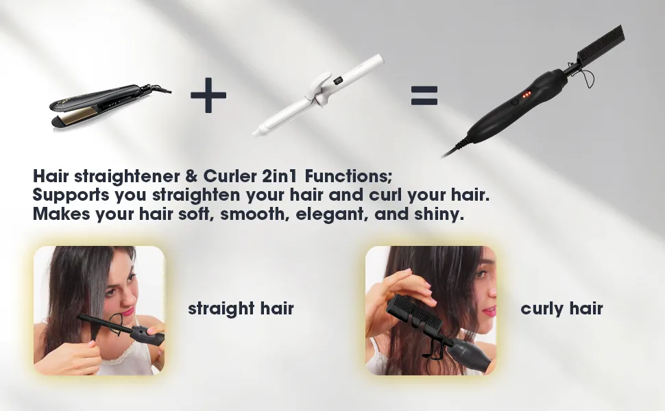 Pink Hot Comb Electric Hot Comb Heating Pressing Combs Hair Straightening [Power:42w] - product information 3