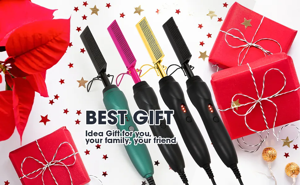 Pink Hot Comb Electric Hot Comb Heating Pressing Combs Hair Straightening [Power:42w] - product information 4