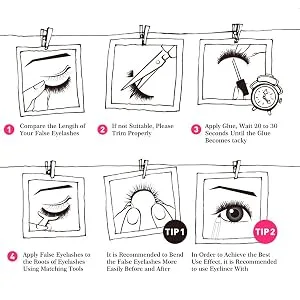 ASLOTUS Fluffy Lashes 3D Dramatic Long Eyelashes Face Lash Strip 20mm Mink Lashes S1 - Instructions