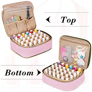 Luxja Detachable 2 Layers Nail Polish Organizer - Hold 60 Bottles (15ml - 0.5 fl.oz), Nail Polish Case with Tools Storage Pockets (Patented Design), Pink - nail polish carrier