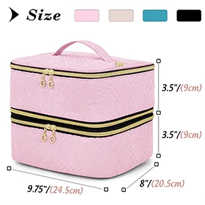 Luxja Detachable 2 Layers Nail Polish Organizer - Hold 60 Bottles (15ml - 0.5 fl.oz), Nail Polish Case with Tools Storage Pockets (Patented Design), Pink - nail polish organizer