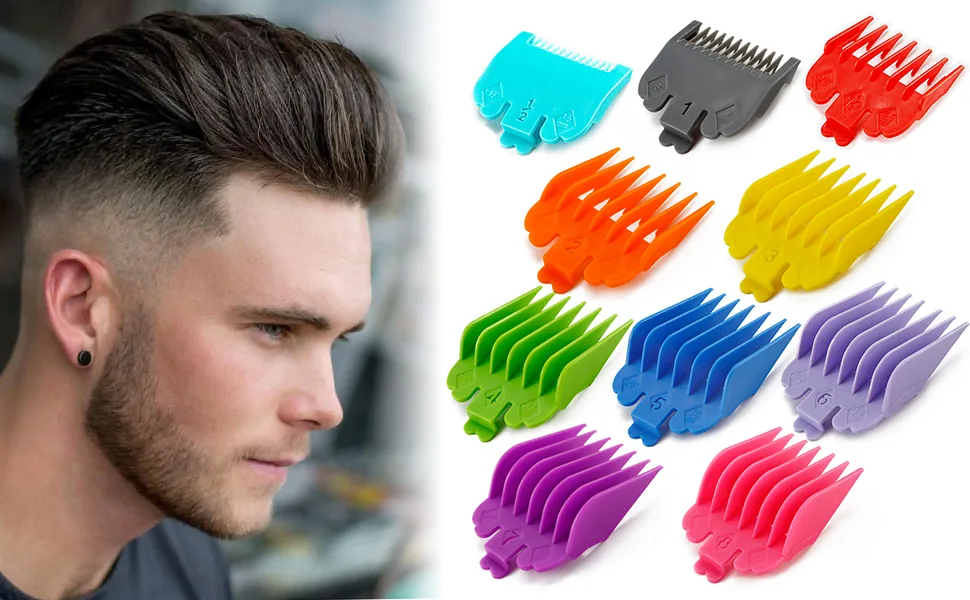 10 Color Professional Hair Clipper Coded Cutting Guards Guides/Combs- 1/16” to 1” -Compatible with Most Size Wahl Clippers - Clipper guards