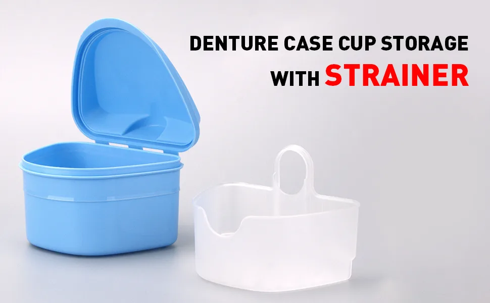 Y-Kelin Denture And Retainer Cleanning Set Denture Cleaning Case And Denture Brush (blue) - denture box