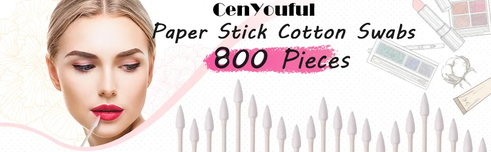 800 Pieces Cotton Swabs, Double Precision Tips with Paper Stick, 4 Packs, 200 Pieces 1 Pack (Double-Pointed Shape) - 78321