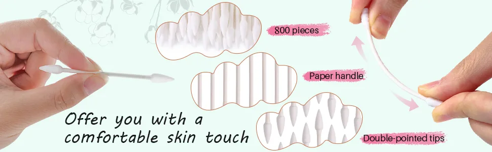 800 Pieces Cotton Swabs, Double Precision Tips with Paper Stick, 4 Packs, 200 Pieces 1 Pack (Double-Pointed Shape) - 7895
