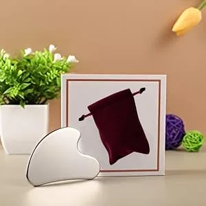 ROISOOT Upgrade Gua Sha Stainless Steel Tool for Face, Massage Scraper for Facial Skin Care (Metallic Luster) - Stainless Steel Gua Sha tool Mirror-like luster