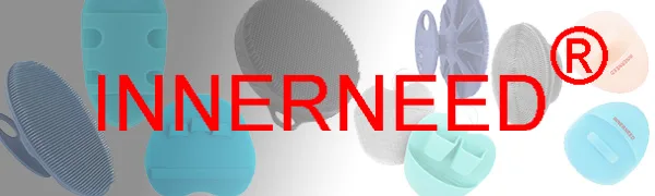INNERNEED Food-grade Soft Silicone Body Scrubber Shower Brush Handheld Cleansing Skin Brush, Gentle Exfoliating and Lather Well (Black) - INNERNEED