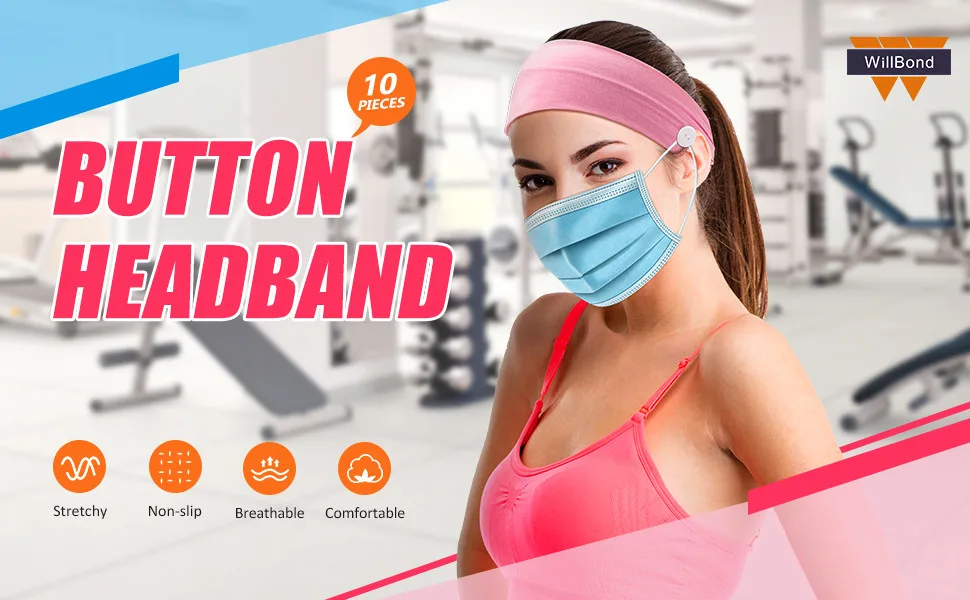 10 Pieces Button Headband Multi-functional Hair Band Ear Protection Holder Soft Headwrap with Buttons for Men Women - product information 1