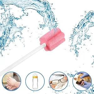 (50 Pack) Disposable Oral Swabs, Sterile Dental Sponge Unflavored for Mouth & Gum Cleaning pink-50pcs - Suitable