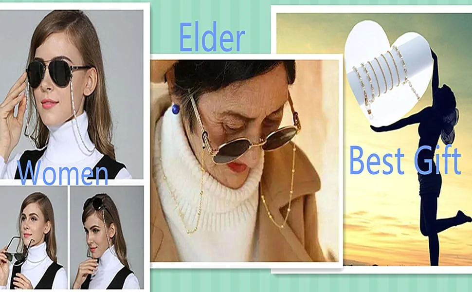 Sither Pearl Sunglasses Chian Reading Glasses Chain Strap Necklace for Women Silver - best gift for women