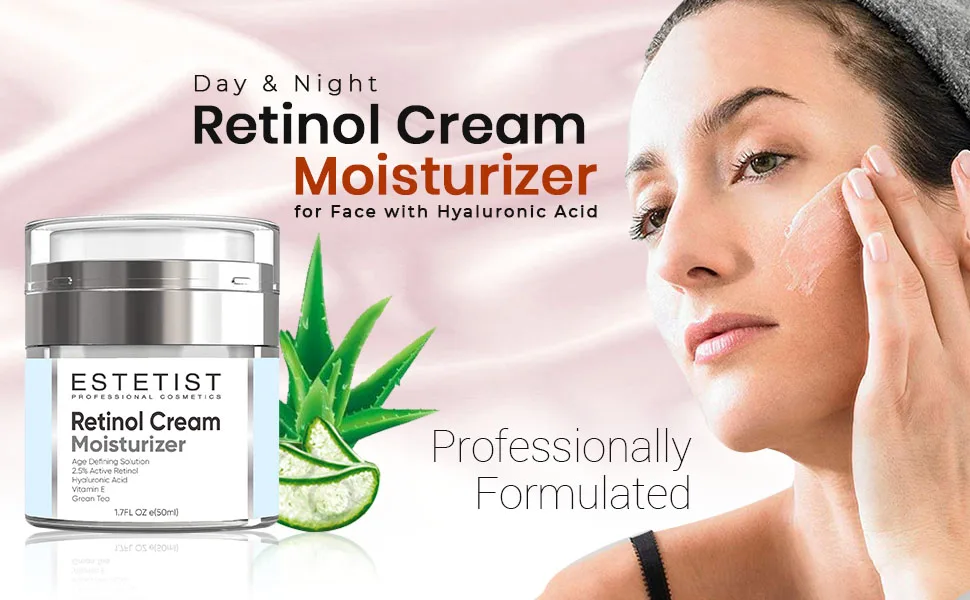 Face Moisturizer 2,5% Organic Retinol Cream with Hyaluronic Acid - Anti Aging, Wrinkles & Fine Lines - ESTETIST