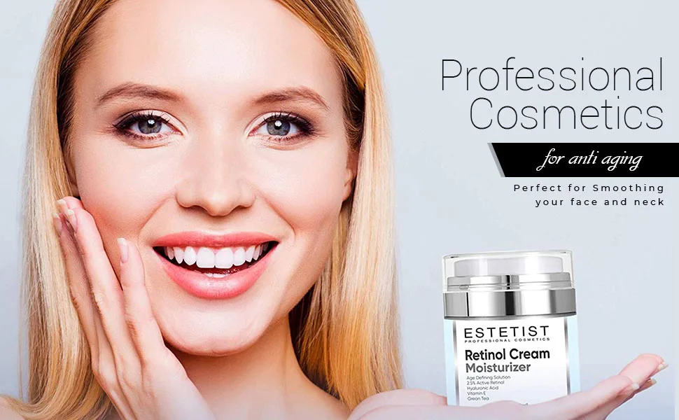 Face Moisturizer 2,5% Organic Retinol Cream with Hyaluronic Acid - Anti Aging, Wrinkles & Fine Lines - ESTETIST