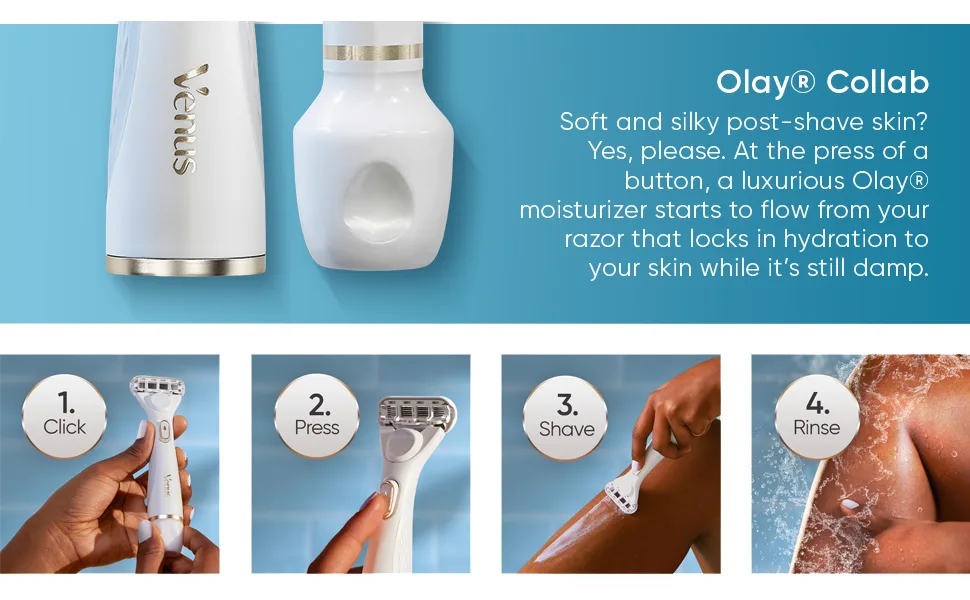 Gillette Venus Radiant Skin Pearl Powder Olay razor moisturizer refills, 4ct, White 4 Pearl Powder Refills - olay collab