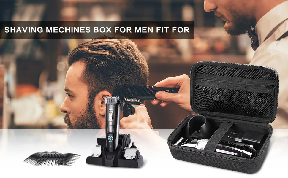 Case for Hatteker Hair Clipper Cordless, Beard Trimmer Organizer Storage for Men Hair Cutting Kit Precision Shaver, with Inner Net Bag for Grooming Kit.(Case Only) - hair clipper case