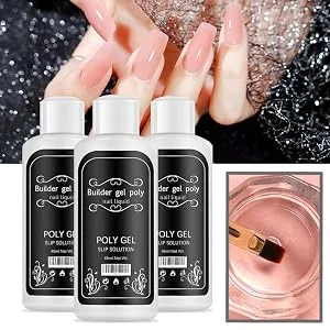 Slip Solution Poly Gel, Quick Poly Slip Solution Nail Gel Extension Gel Liquid Solution, Nail Gel Builder Liquid for Nail Art DIY Nail, Contains a Brush and a Cup - 45ml white - product information 3