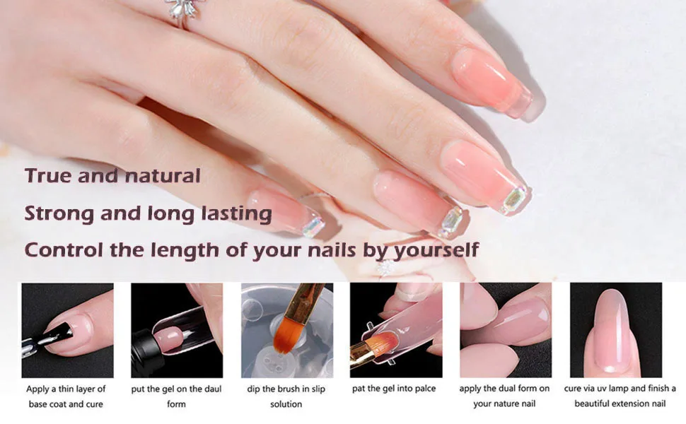 Slip Solution Poly Gel, Quick Poly Slip Solution Nail Gel Extension Gel Liquid Solution, Nail Gel Builder Liquid for Nail Art DIY Nail, Contains a Brush and a Cup - 45ml white - product information 5