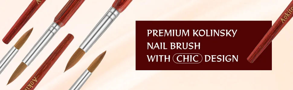 Aokitec Kolinsky Acrylic Nail Brush #20 Oval Sable Acrylic Brush Wood Nail Art Brush for Acrylic Application Polygel Brush Nail Art Manicure Tool 20# Red Wood - product information 5