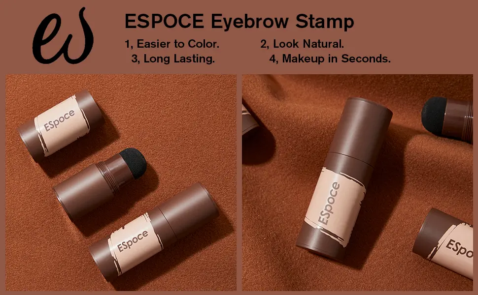 ESPOCE Eyebrow Stamp Stencil Kit Long-lasting 10 Eyebrow Stencils Brow Stamp and Shaping Kit, Black - eyebrow stamp