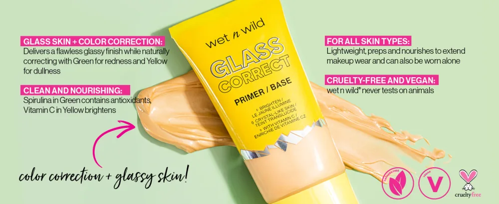 Wet n Wild Prime Focus Glass Skin Correct Primer Bright Crystal Finish, Green, 0.91 Fl Oz - benefits
