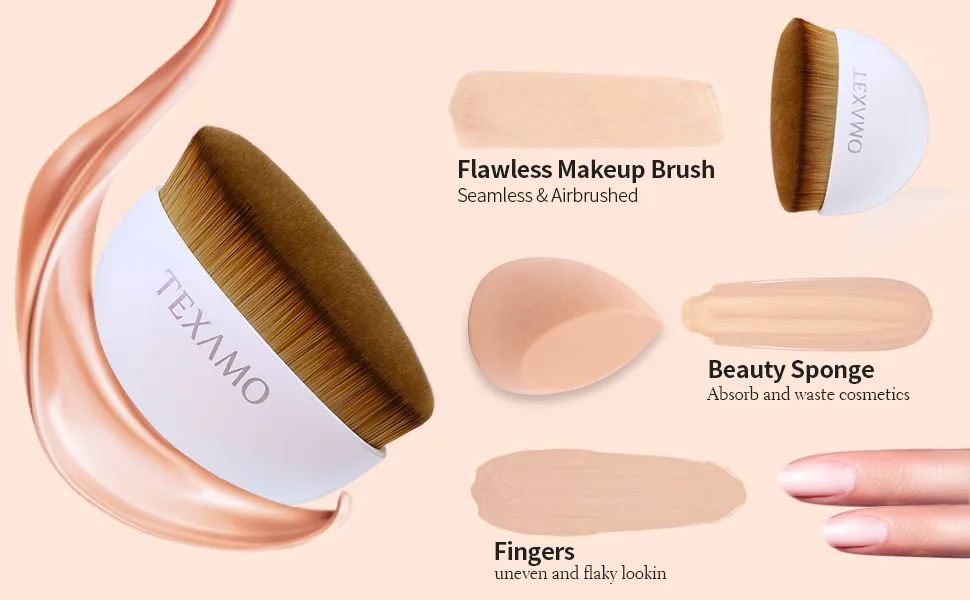 TEXAMO Foundation Brush, Kabuki Makeup Brush for Face Blush Liquid Foundation Brush for Self Tanner Blending Cream or Flawless Powder Cosmetics with Case - product information 7