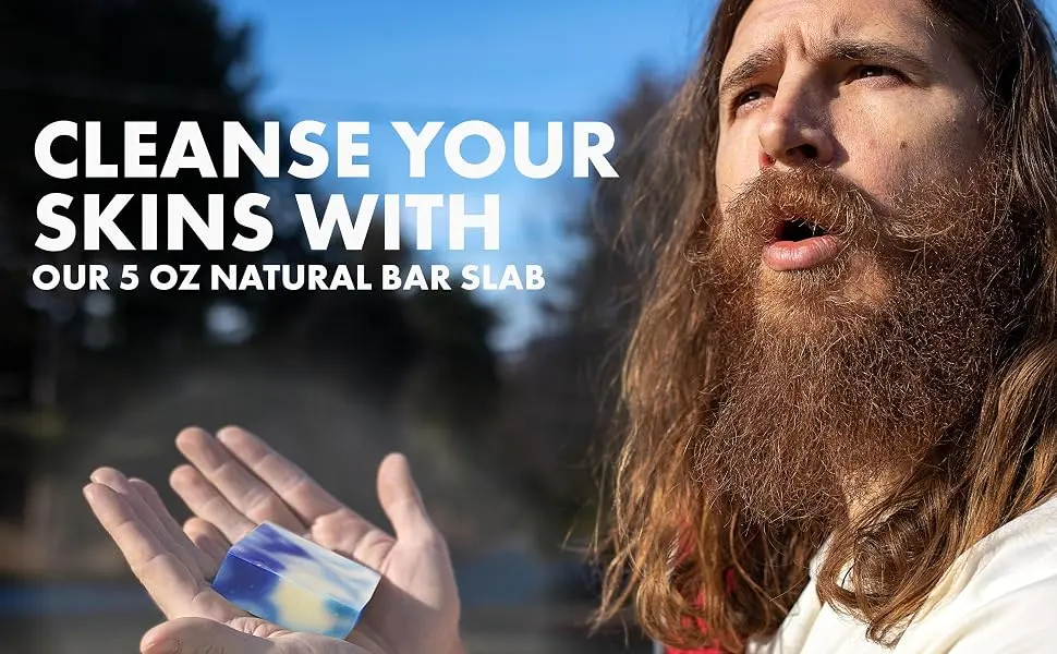 Man Slab Natural Soap for Men | Handmade in USA | Men's Bar Soap by Happy Nuts | 5oz (No Blue Balls) Citrus - SOAP