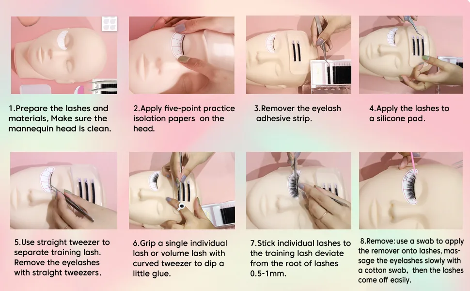 Cuckoo Eyelash Extension Kit,Lash Extension Practice Kit,Mannequin Head Practice Exercise Set Training Lash Extension Supplies for Beginners Include Mini Fan Lash Dryer,Eyelash Graft Eyelash Extension Kit-A3 - Mannequin Head