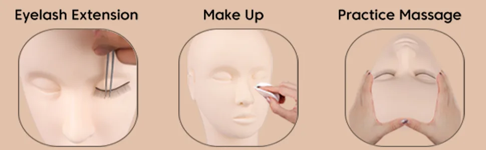 Cuckoo Eyelash Extension Kit,Lash Extension Practice Kit,Mannequin Head Practice Exercise Set Training Lash Extension Supplies for Beginners Include Mini Fan Lash Dryer,Eyelash Graft Eyelash Extension Kit-A3 - Mannequin Head