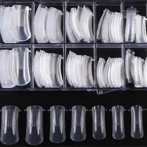 Nail Extension Form Tips Clear 100pcs Poly Gel Acrylic Nails Mold Artificial Dual Forms System UV Gel DIY Polish Manicure Tool 100PCs/Case with Scale - Nail Extension Molds