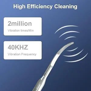 Teeth Cleaning Kit with LED Light, 4 Replaceable Heads & Oral Mirror, 3 Modes Dental Care Teeth Cleaner, Home whitening Tools Safe Navy blue - efficiency cleaning