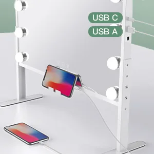 Hollywood Vanity Mirror with Lights - Large Lighted Vanity Mirror with Adjustable Height, 3 Color Modes & 2 Charge Ports, 20x16 Inch 19.7in - lighted vanity mirror