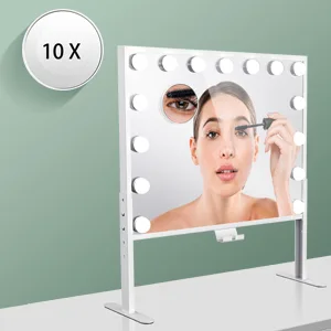 Hollywood Vanity Mirror with Lights - Large Lighted Vanity Mirror with Adjustable Height, 3 Color Modes & 2 Charge Ports, 20x16 Inch 19.7in - vanity mirror
