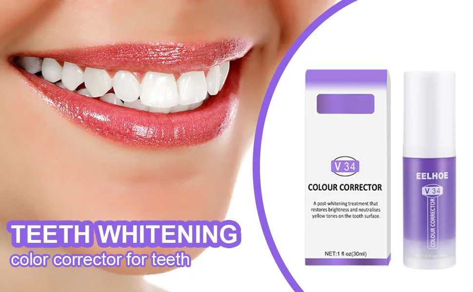 Purple Toothpaste for Teeth Whitening, v34 Color Corrector Teeth Whitening Toothpaste for Teeth Cleaning (1pc Purple) 1 Pc - purple toothpaste-8