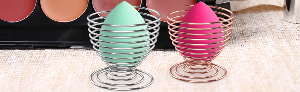 Makeup Sponge Holder, Beauty Sponge Holder + Makeup Blender Travel Case Beauty Sponge Blender Drying Stand & Storage Containers - Pink + Gold - Beauty sponge case