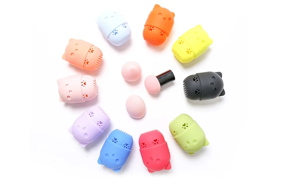 Makeup Sponge Holder, Beauty Sponge Holder + Makeup Blender Travel Case Beauty Sponge Blender Drying Stand & Storage Containers - Pink + Gold - makeup blender holder