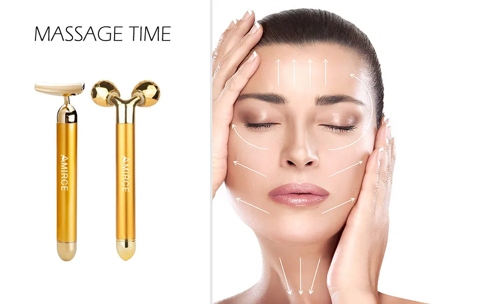 Electric Face Massage Roller, Amirce Facial Roller for Face Eyes, Electric Face Eye Massage Roller for Puffiness Relief - Electric massage roller
